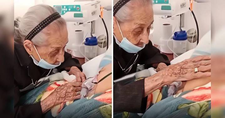Madre de 102 años conmueve a las redes sociales al despedirse en el hospital de su hijo de 82