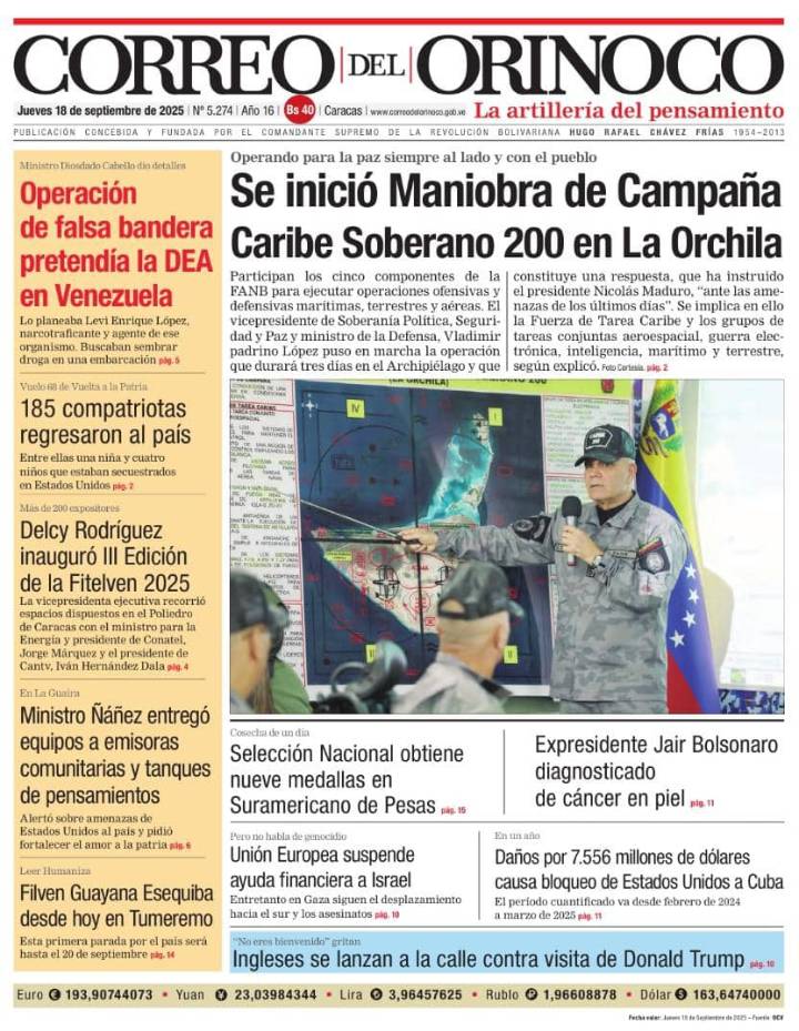 Edición Impresa Correo del Orinoco N° 5.274