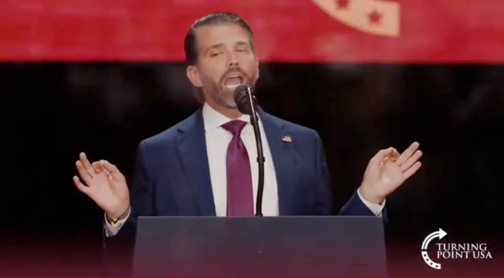 Donald Trump Jr. Delivers Spot-On Impression of Dad at Charlie Kirk Memorial