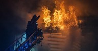Two forced to jump to escape three-alarm blaze in Manchester