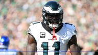 Where was Eagles WR A.J. Brown in first half vs. Rams?