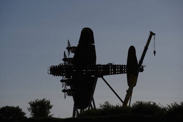 Lancaster bomber sculpture paying tribute to air crews erected in Lincolnshire