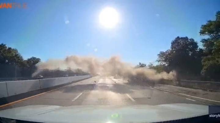 VIDEO: Dashcam captures Honda sedan flying over freeway