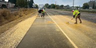 Thousands of pumpkin seeds spill across Oregon road