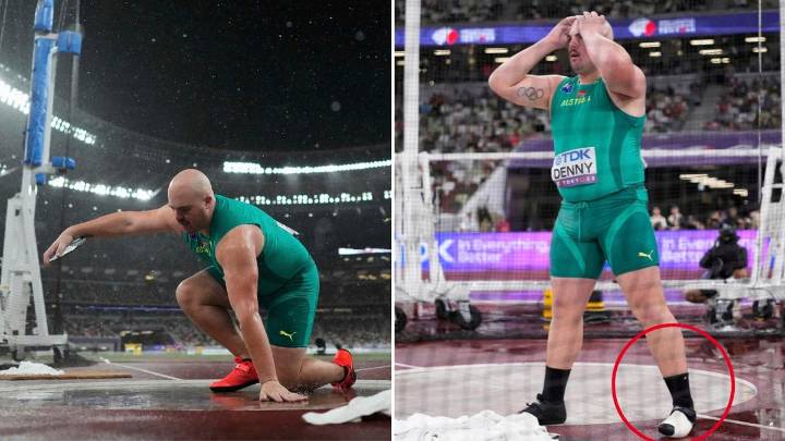 Matt Denny ‘really heartbroken’ after finishing fourth in ‘nightmare’ wet discus final at world championships