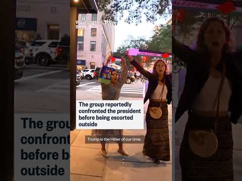 Protesters seen leaving D.C. restaurant while Trump dines inside
