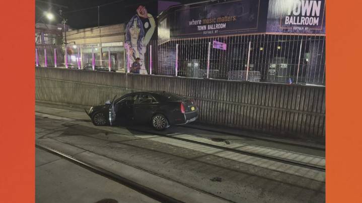 Car crashes into entrance of NFTA Metro Rail