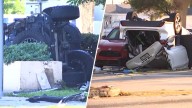 Crash leaves car upside down, 1 person dead in Hialeah