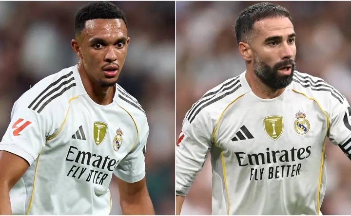 Why are Trent Alexander-Arnold and Dani Carvajal not playing today for Real Madrid vs Kairat in 2025