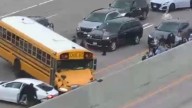 Multi-vehicle crash involving school bus closes I