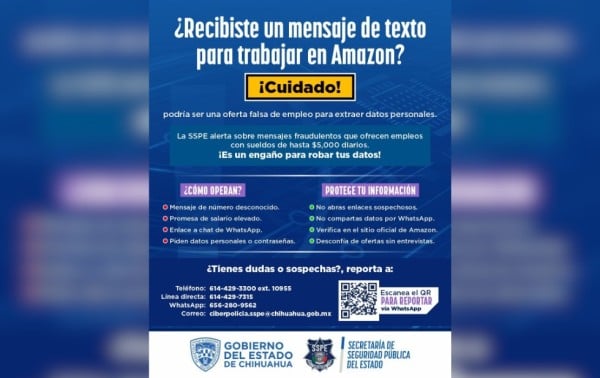 Alertan por fraude que suplanta ofertas de empleo de Amazon