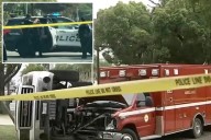 Half-nude 'screaming' California man arrested after hijacking ambulance from paramedics responding to fatal stabbing