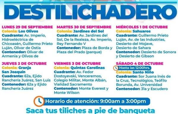 Llevarán Destilichadero a seis colonias la próxima semana