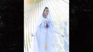 Rita Ora Poses in Virgin Mary Get-Up Outside Capitol Records