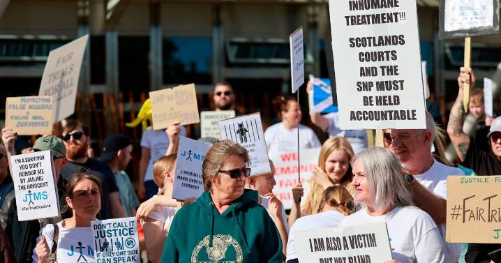 Rape and abuse survivors clash with convicted mens’ rights group outside Scottish Parliament