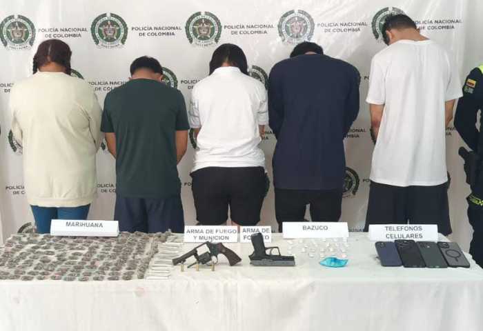 Cinco capturados por tráfico de droga y porte de armas