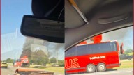 Bus on I-35 engulfs in flames near Belton