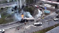 Devastación tras la explosión de la pipa en Puente de la Concordia