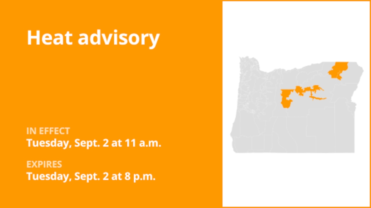 Heat advisory in place for Oregon for Tuesday