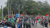 Concentraciones contra el equipo de Israel por el genocidio en Gaza durante el paso de La Vuelta por Pontevedra