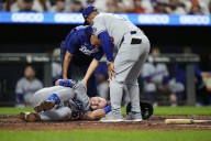 Dodgers’ Rushing to have CT scan Saturday after suffering knee inury Friday in loss to Orioles