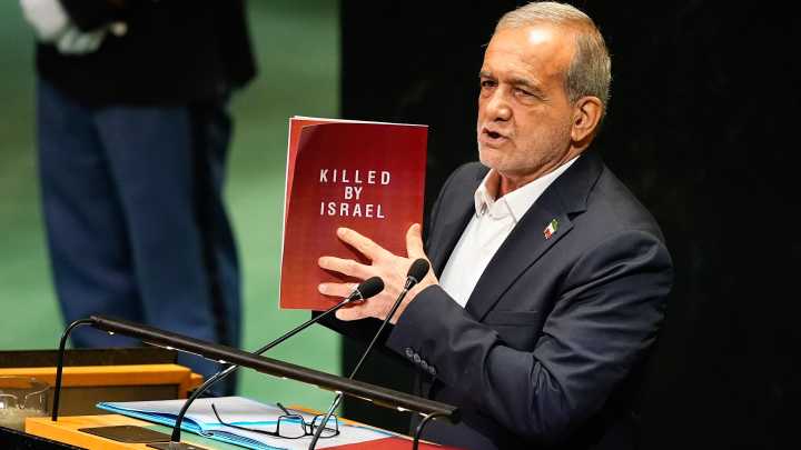 Iran's president blasts US, Israeli attacks for dealing 'grievous blow' to peace as sanctions loom