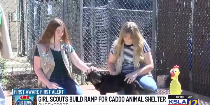 Girl Scouts help construct ramp at Caddo Parish Animal Shelter