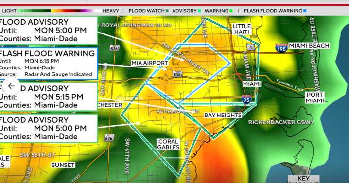Flash flood warning issued for Miami-Dade, flights affected at Miami International Airport