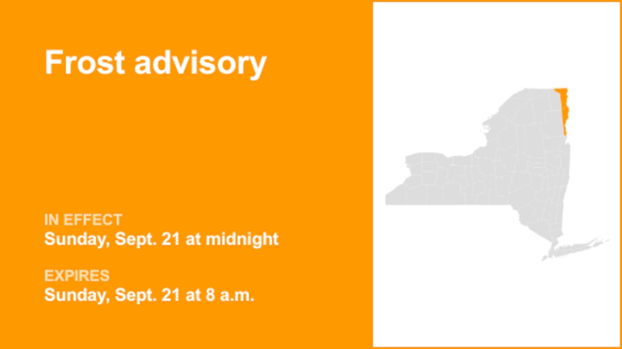 NY weather: Frost advisory in place for Clinton and Essex counties for Sunday