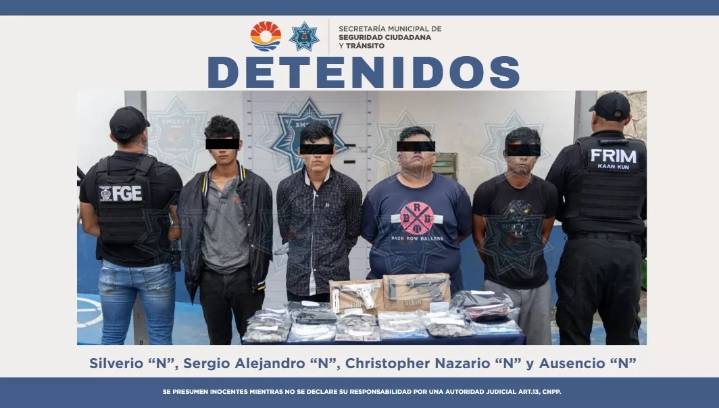 Cuatro detenidos en Cancún por delitos contra la salud