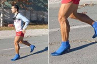Deportista español corre hacia atrás con tacones y bate récord mundial
