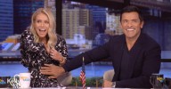 Mark Consuelos Tries Reaching Into Kelly Ripa's Cleavage After Her Mic Falls Off During 'Live': 'Can I Find It?'