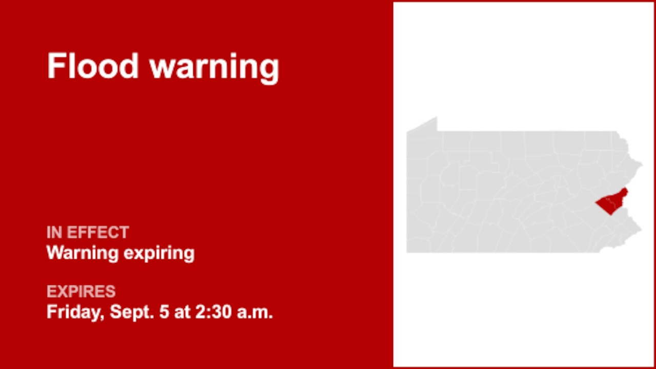 Update: The current flood warning for Lehigh and Northampton counties will expire at 2:30 a.m.