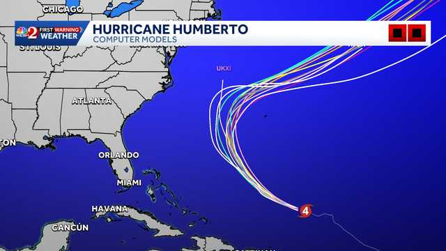 Tracking Hurricane Humberto: Maps, path, spaghetti models