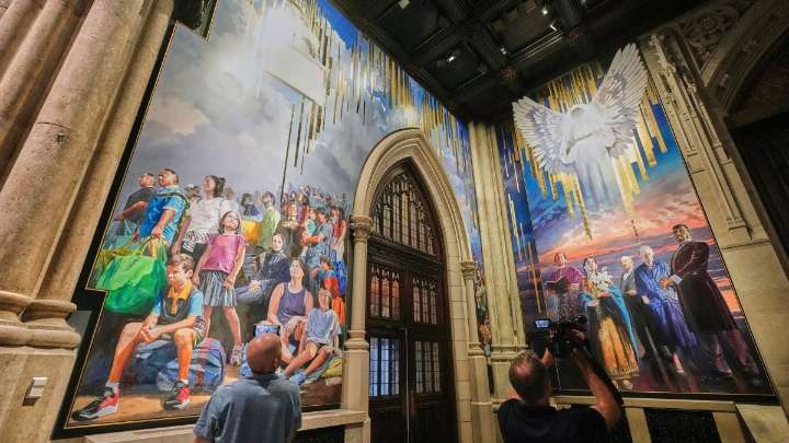 St. Patrick’s Cathedral unveils massive mural honoring NYC immigrants