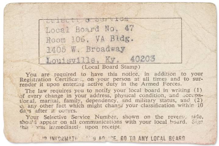 Muhammad Ali’s unsigned Vietnam draft card heads to auction