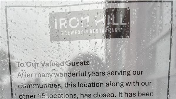 Iron Hill Brewery & Restaurant closes all locations