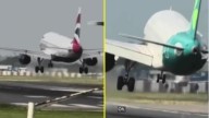 Video muestra cómo fuertes vientos impiden que aviones aterricen en aeropuerto de Londres