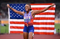Melissa Jefferson-Wooden, Oblique Seville win 100-meter titles at world championships