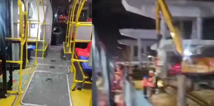 Incidente en las obras del Metro de Bogotá: máquina impactó un articulado y provocó cuatro lesionados