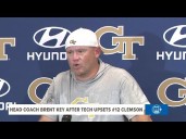 Georgia Tech head coach Brent Key fired up, emotional after massive ranked win over Clemson