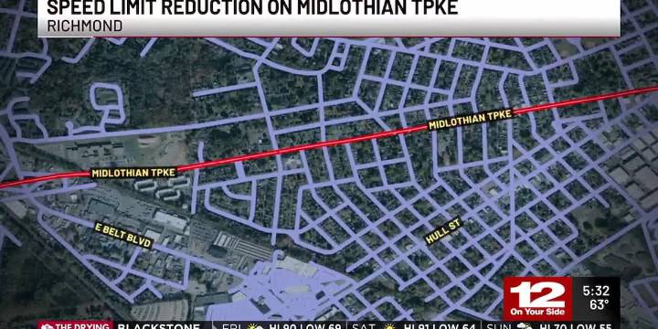 Speed limit reduced on part of Midlothian Turnpike