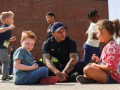 Students, police cadets enjoy playtime at Navarre Elementary School