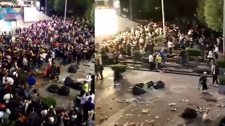 ¡Destrozaron todo! Hinchas venezolanos provocan el caos en Bogotá tras la derrota de su selección