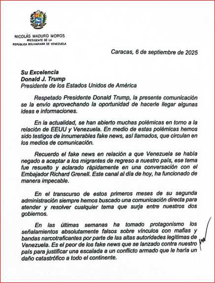 Trump contestó la carta que envió Maduro a través de un enviado especial, Richard Grenell