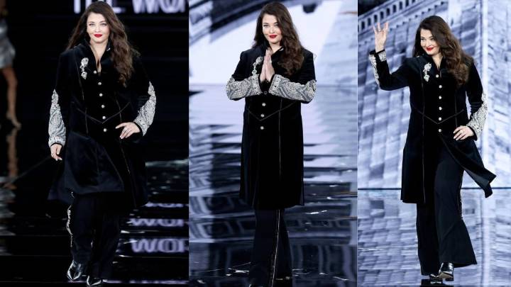 Aishwarya Rai Bachchan's Manish Malhotra Sherwani Drips In Diamonds At Paris Fashion Week