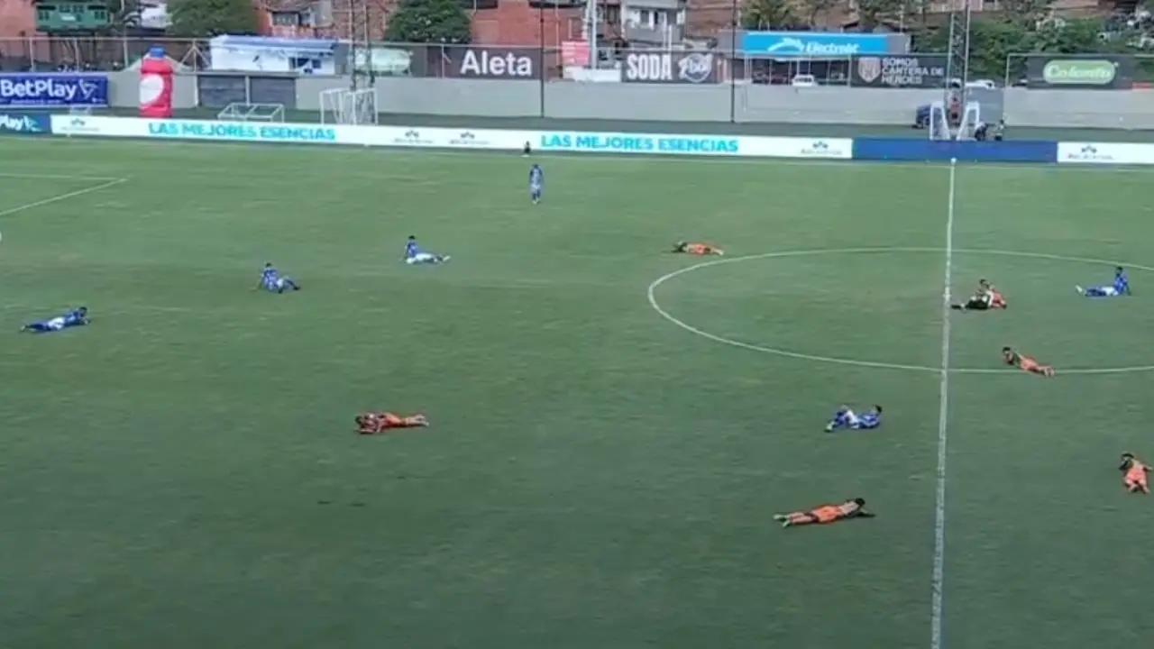 Jugadores de Millonarios y Envigado, al piso en pleno partido por presencia de abejas en cancha