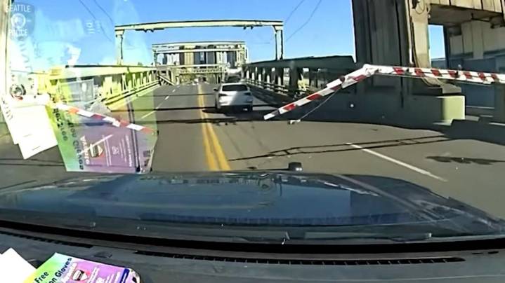Stolen vehicle jumps bridge during police pursuit
