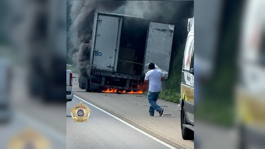 18-wheeler catches fire on I-12 westbound between Holden and Livingston