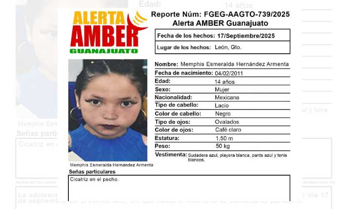 CONTINÚA LA BÚSQUEDA DE MEMPHIS ESMERALDA; DESAPARECIÓ EL 17 DE SEPTIEMBRE EN LEÓN